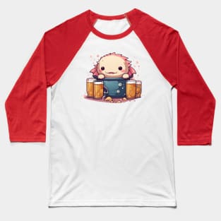 Cute axolotl drinking beer addict Baseball T-Shirt